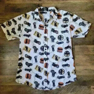 Apuom Route 66 Motorcycle Short-Sleeve Buttondown Shirt Size Small